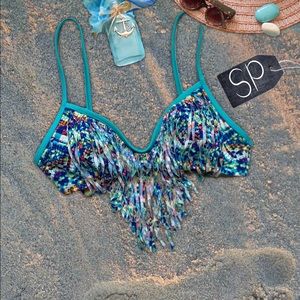 SP - Women or Juvenile Aeropostale Bikini Top with Fringes Hem on V Shape